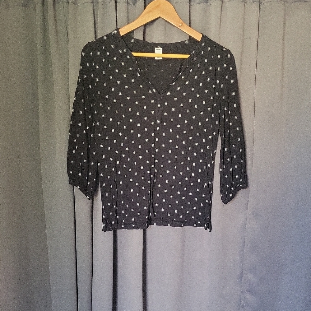 Old Navy Black and White  Dot Blouse